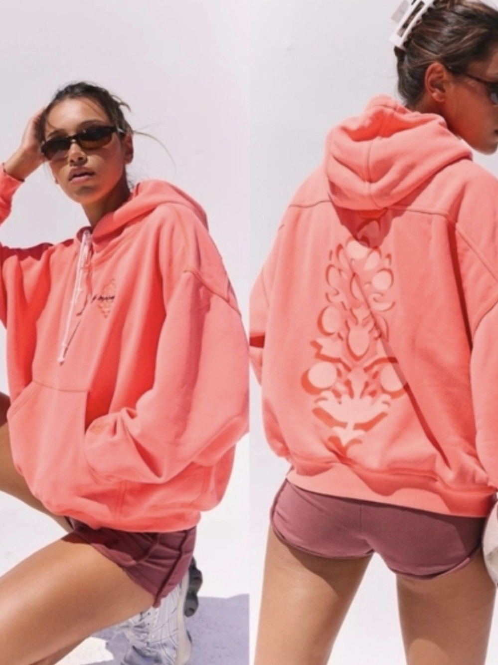 NWOT FP Movement by Free People Neon Coral Final Call Oversized Hoodie